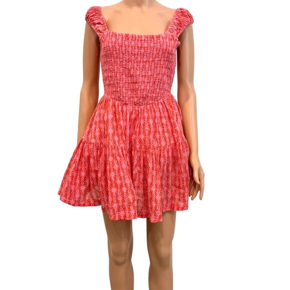 Free People Annie smocked small square neck mini dress D2 2980 - Picture 11 of 11